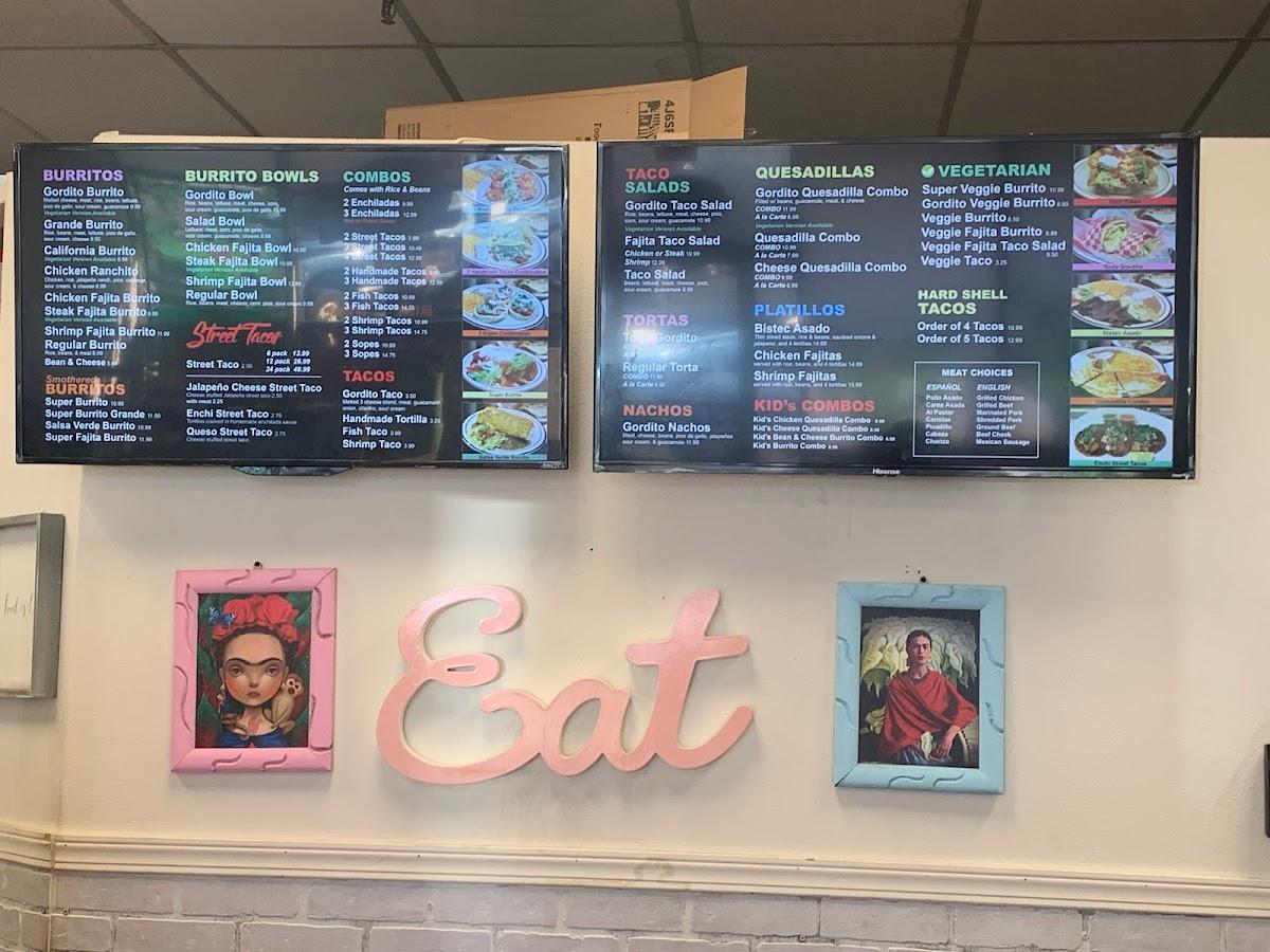 Menu at El Gordito Feliz restaurant, Newberg