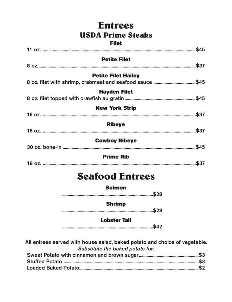 Menu at The Rustler steakhouse, Meridian, Old Hwy 80 W