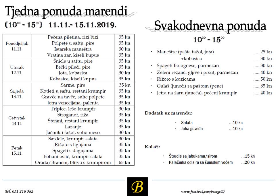Menu di Baćo 