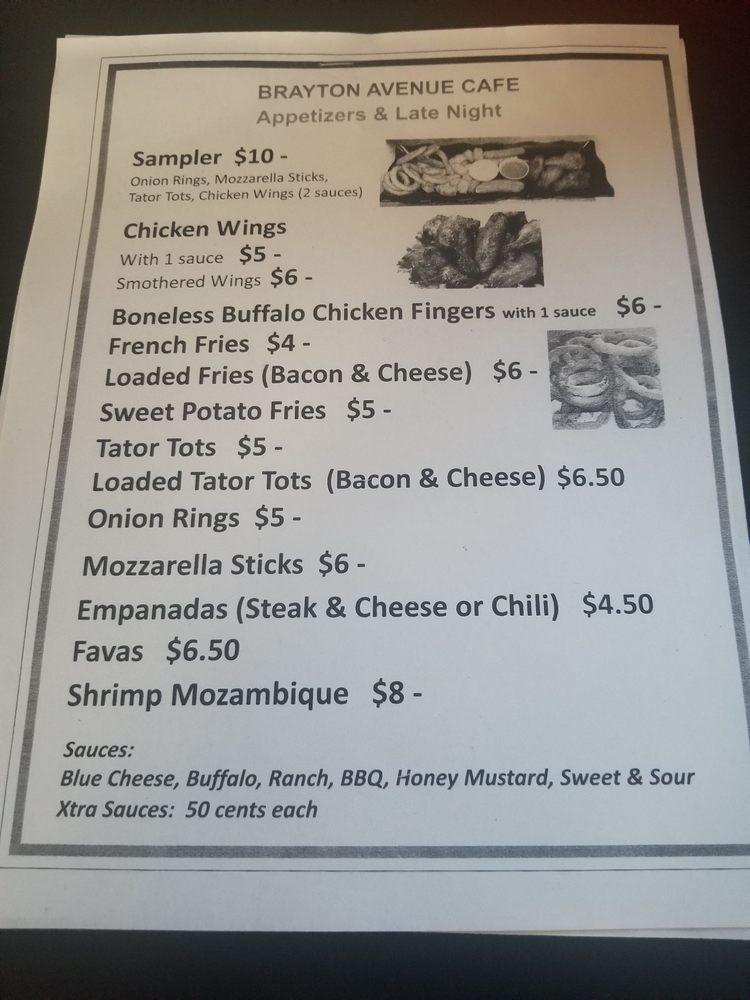 Menu at Brayton Ave Cafe, Fall River
