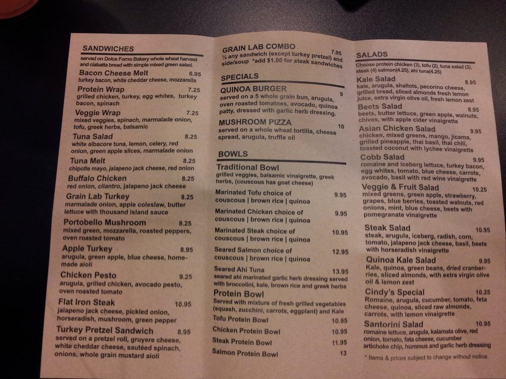 Menu at Grain Lab Deli & Kitchen restaurant, Burbank
