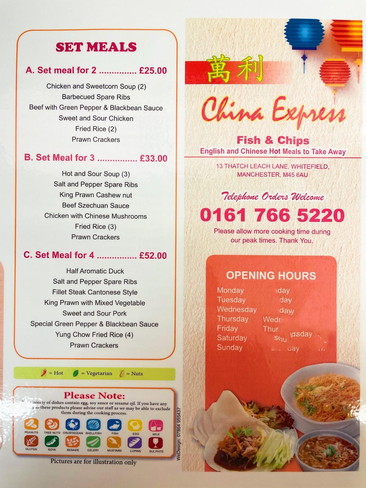 Menu at China Express and Min Bubble Tea, Bury, 13 Thatch Leach Ln