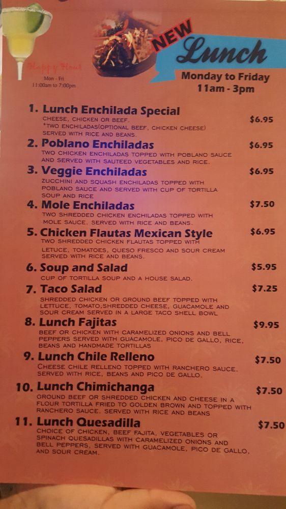 Menu at Los Jimadores Tex Mex Tequila Factory restaurant, Fort Worth