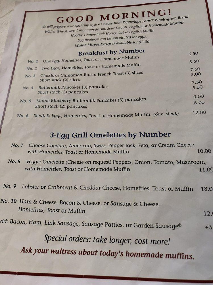 Menu at Marriner’s Restaurant, Camden