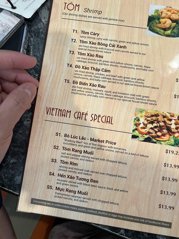 Menu at Vietnam Cafe, Kansas City, 522 Campbell St