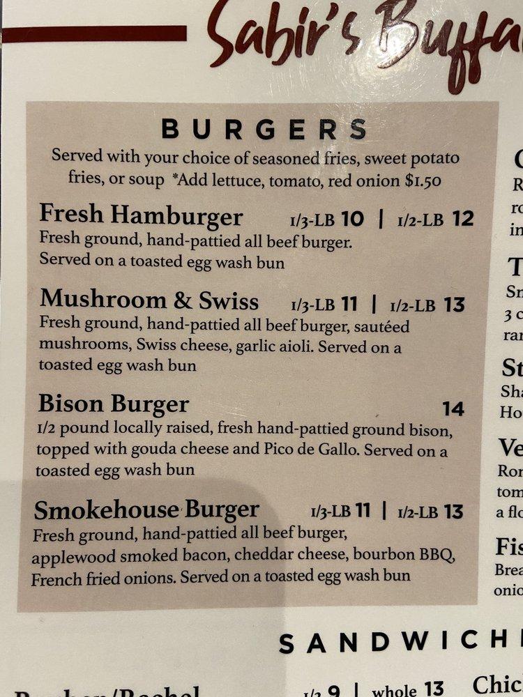 Menu at Buffalo Grill steakhouse, Jamestown, 103 1st Ave S