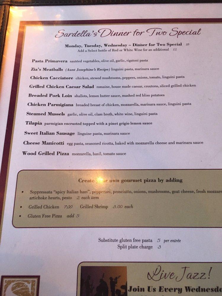 Menu at Sardella's Italian Restaurant, Newport