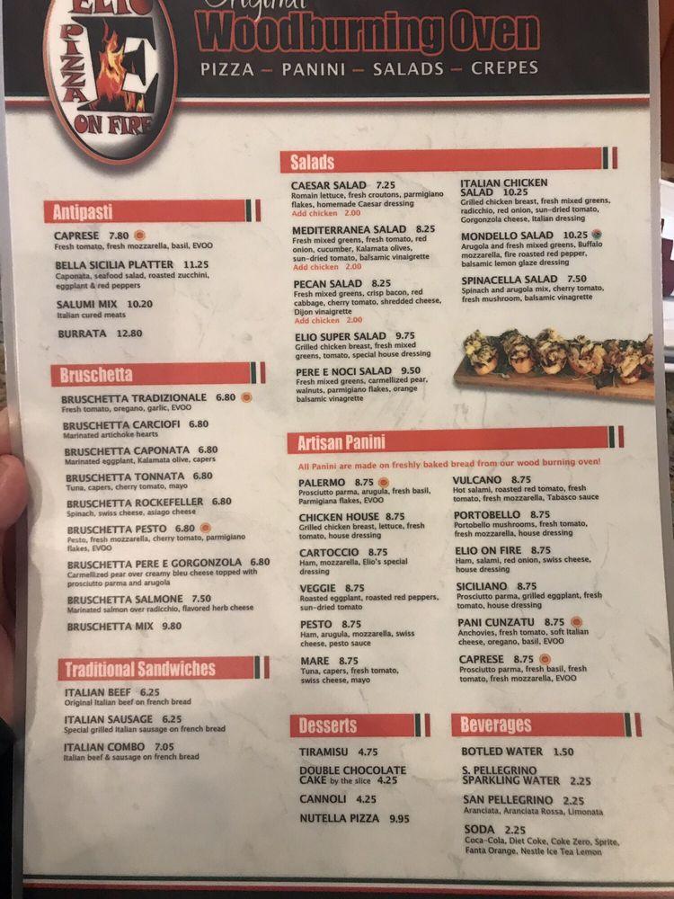 Menu at Elio Pizza On Fire pizzeria, Addison, 520 W Lake St