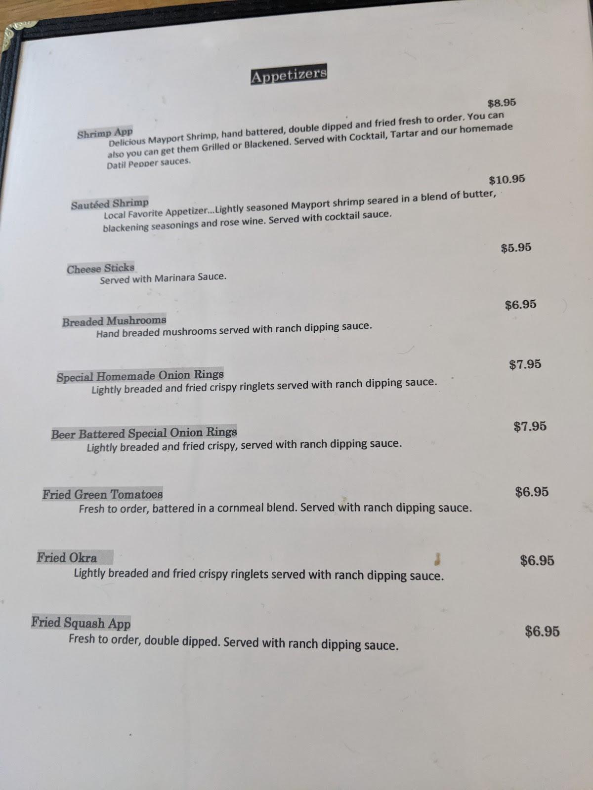 Menu at Gerald’s cafe, Middleburg