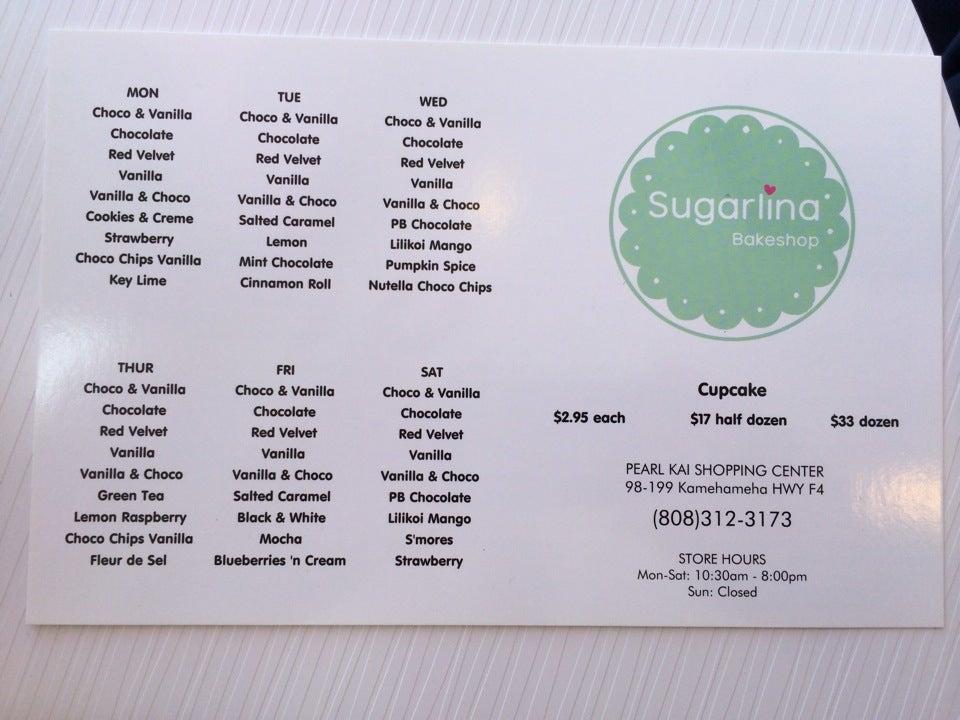 Carta del restaurante Sugarlina Aiea