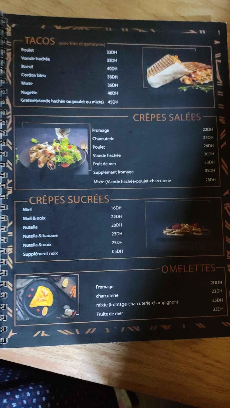 Menu at Adélis restaurant, Rabat