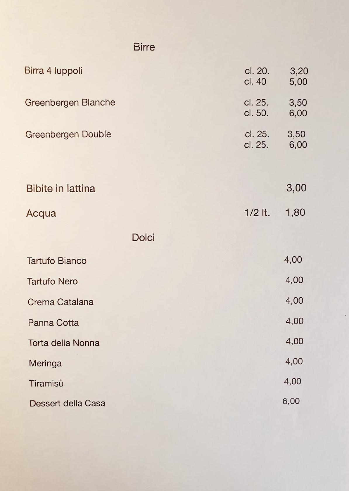 Menu Da Pizzeria Al Borgo Padova