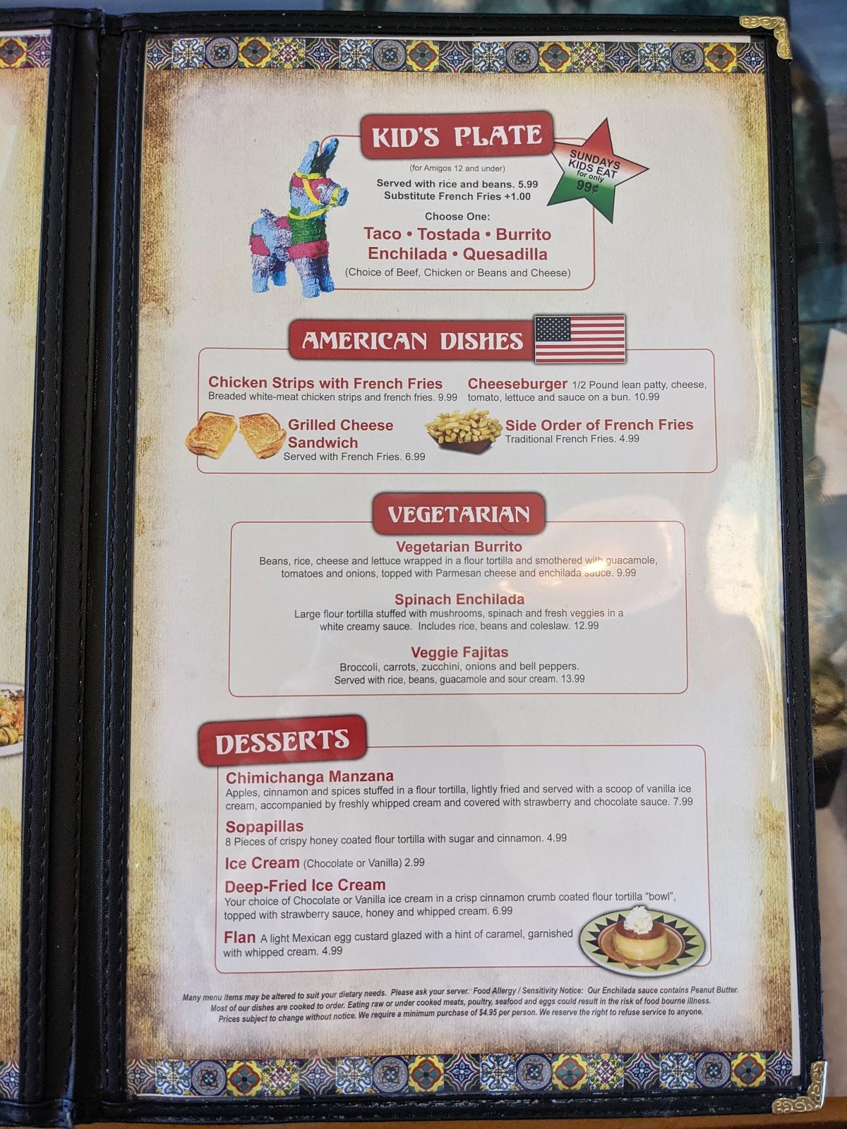 Menu at Puerto Vallarta Family Mexican Restaurant, Mount Shasta