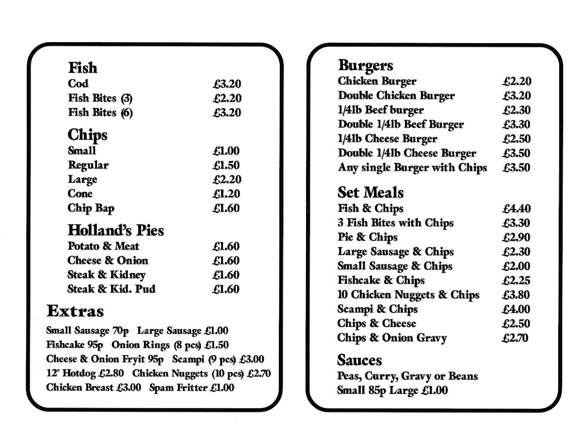 Menu at The Corner Fish and Chip Shop fast food, Winsford