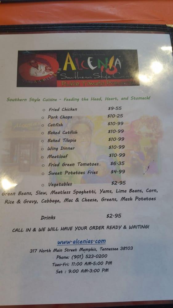 Menu at Alcenia's desserts, Memphis