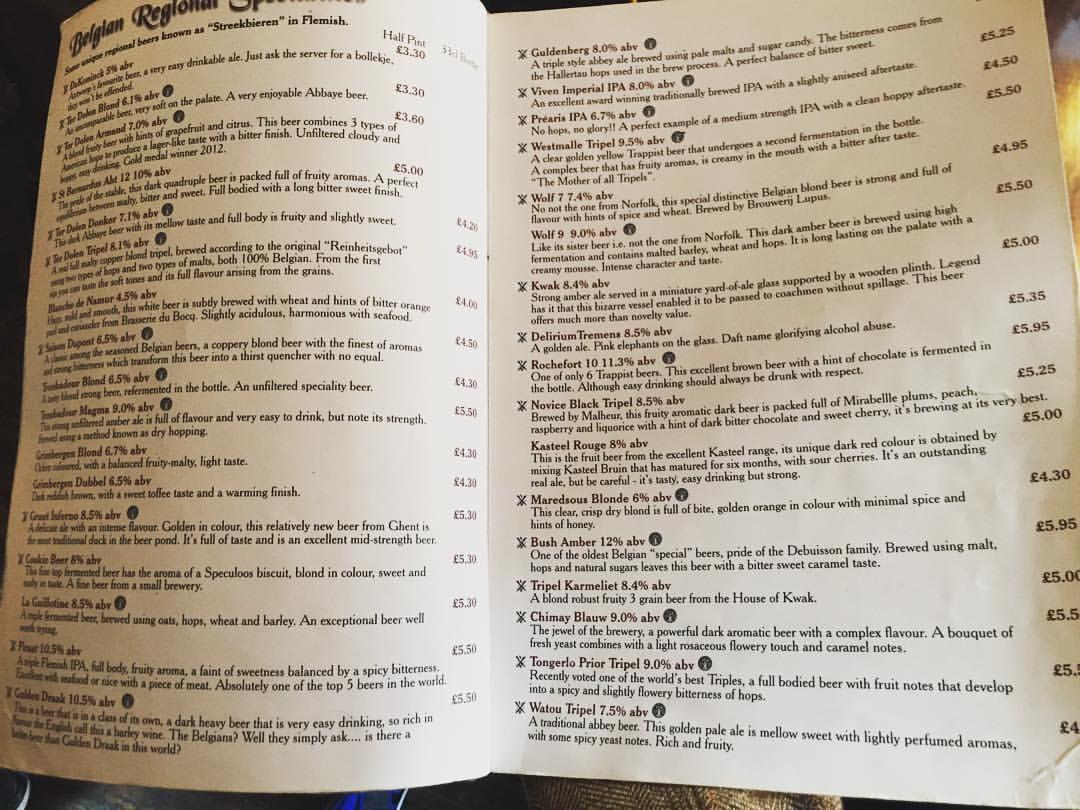 Menu at Belgian Monk pub & bar, Norwich