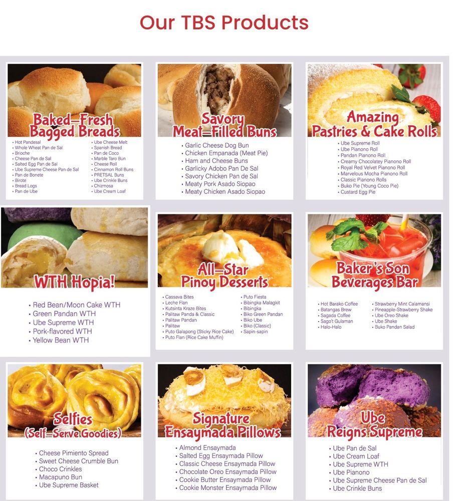 Menu at The Baker’s Son restaurant, Jacksonville