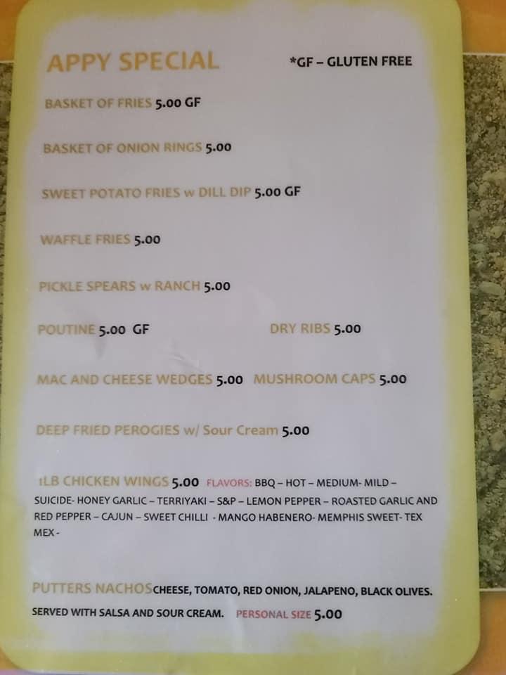 Menu at Putters Restaurant and Catering, Claresholm, 349 39 Ave W
