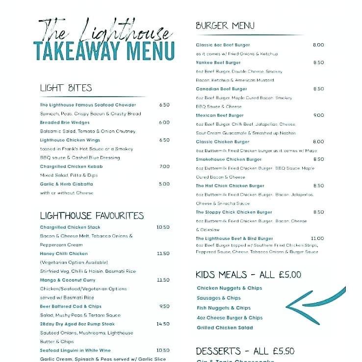 Menu at The Lighthouse Bar and Grill, Donaghadee