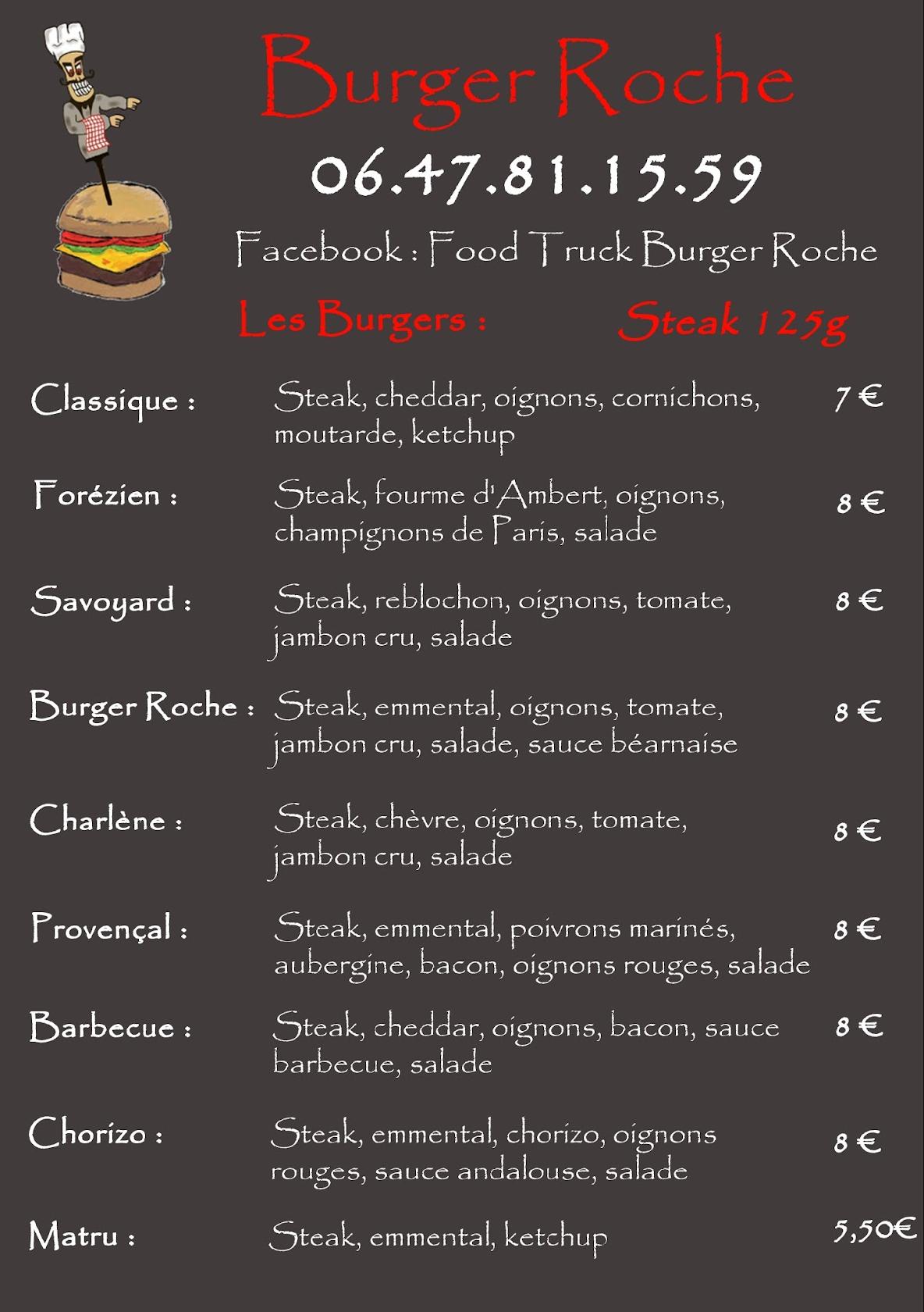 Menu de Burger Roche