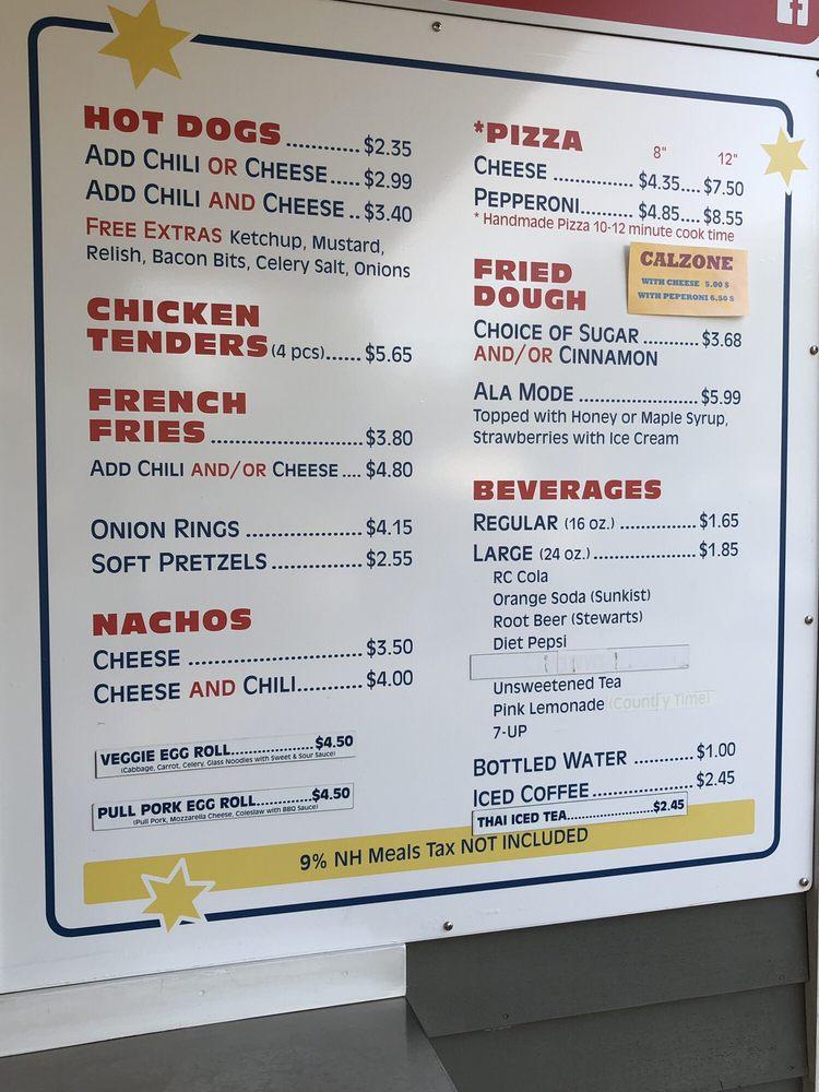 Menu at Twinkle Town Miniature Golf, Swanzey