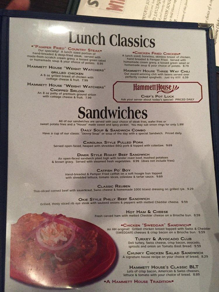 Menu at Hammett House Restaurant, Claremore