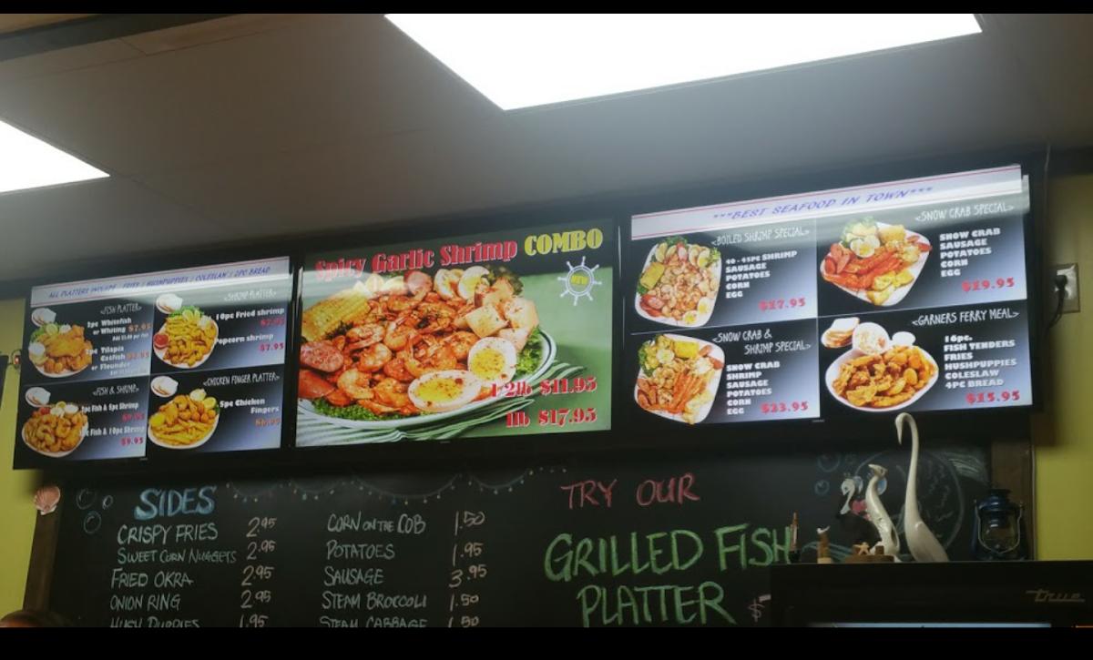 Menu at Seafood and More Garners Ferry restaurant, Columbia