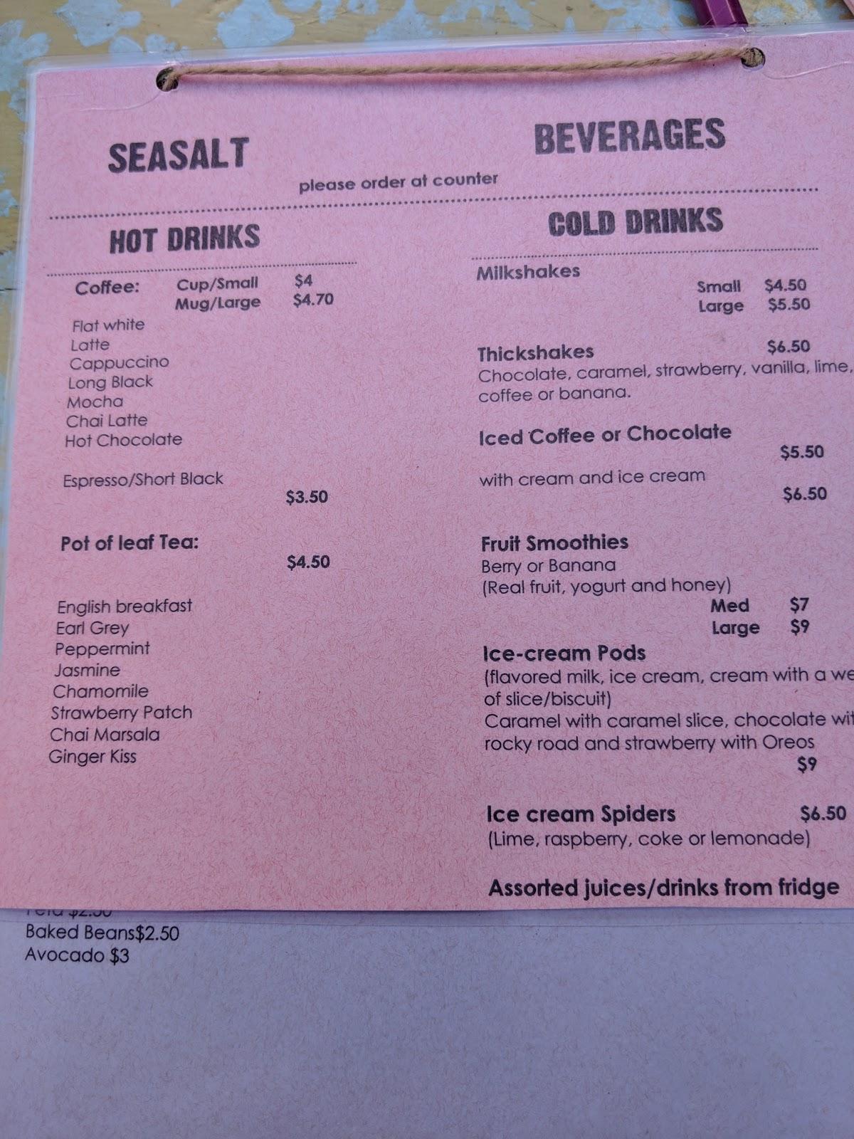 Menu at Sea Salt Cafe Restaurant, Dalmeny