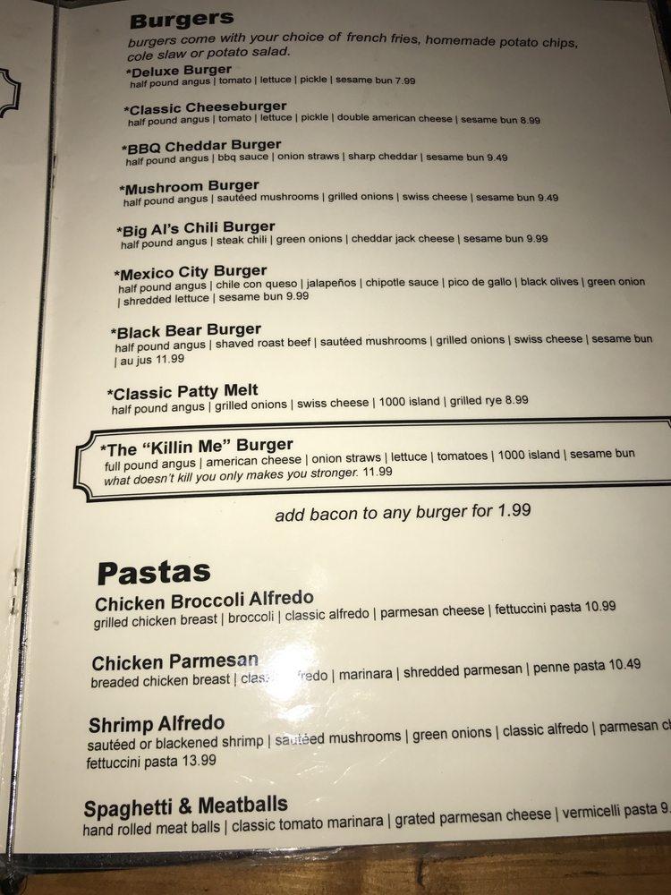 Menu at JT Hannah's Kitchen pub & bar, Pigeon