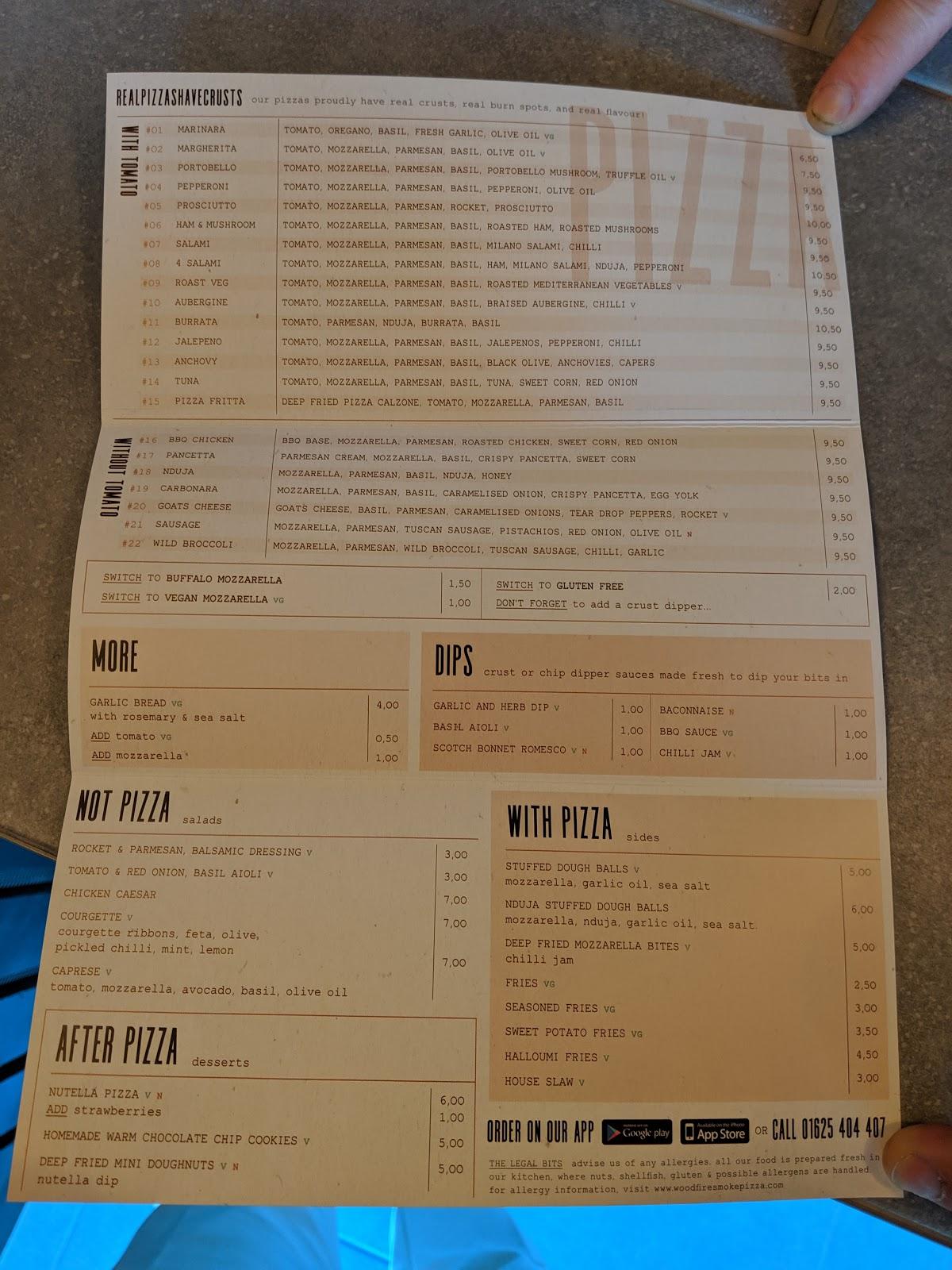 Menu at Wood Fire Smoke pizzeria, Handforth, Wilmslow Road Handforth