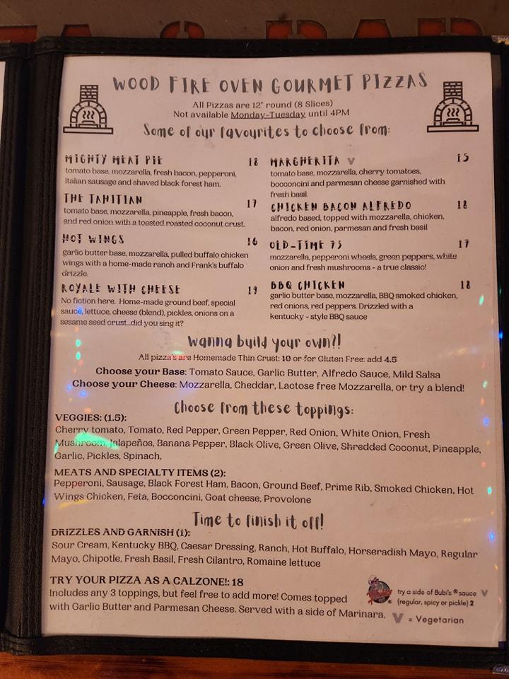 Menu at Woodcraft Pizza & Bar Essex, Essex