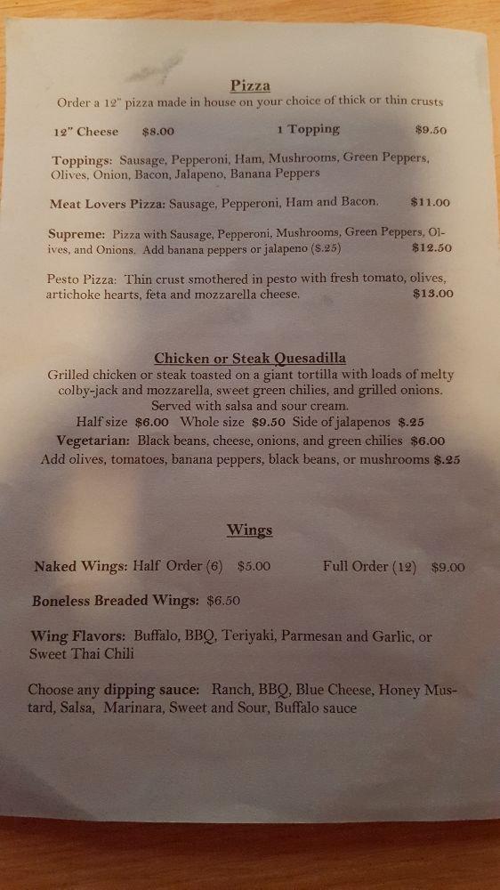 Carta de Bleachers Sports Bar, Hancock