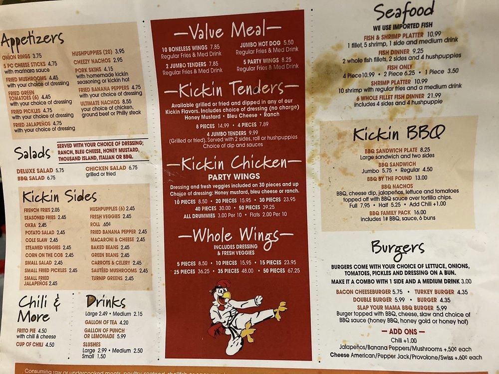 Menu At Kelleys Kickin Chicken Restaurant West Memphis