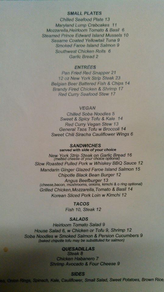 Menu at Pig Bar, Saugerties