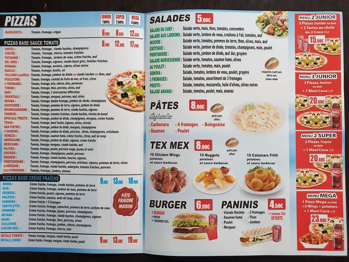 Menu de Pizza Presto