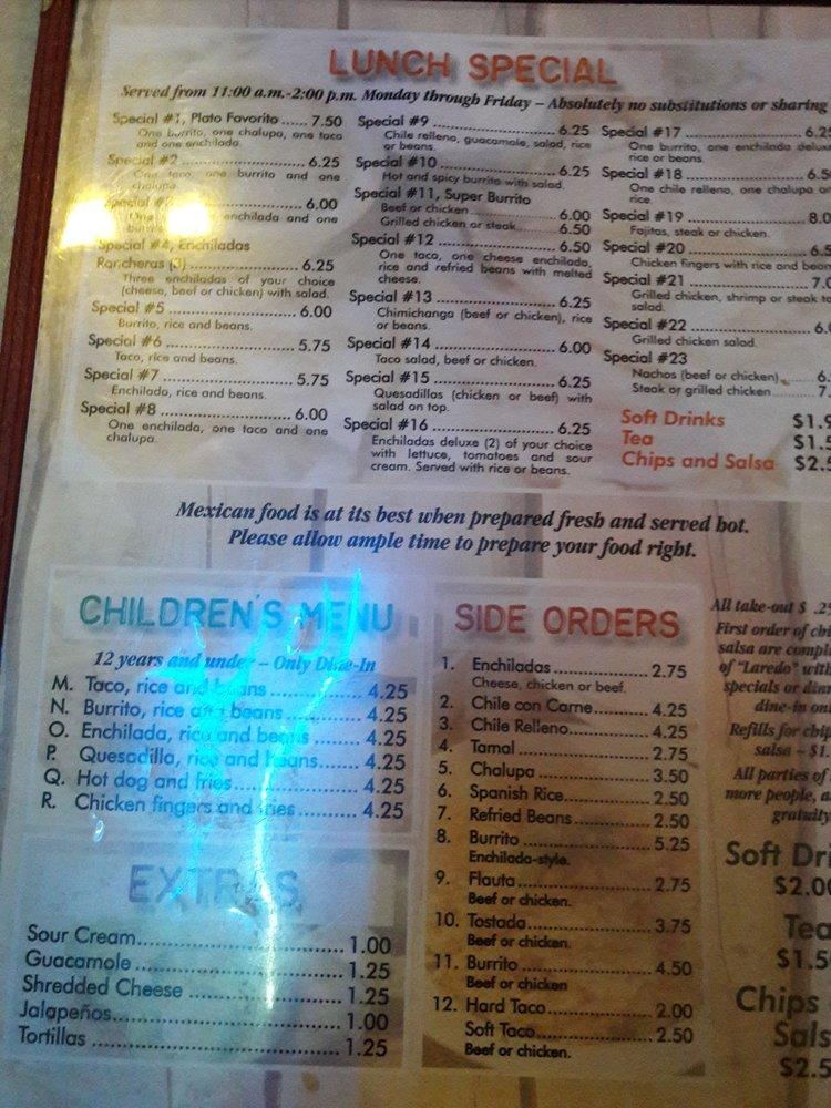 Menu at Laredo Grill restaurant, Quincy