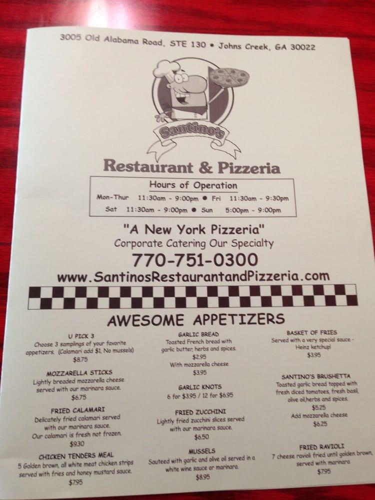 Menu at Santino's Italian Restaurant & Pizzeria, Johns Creek