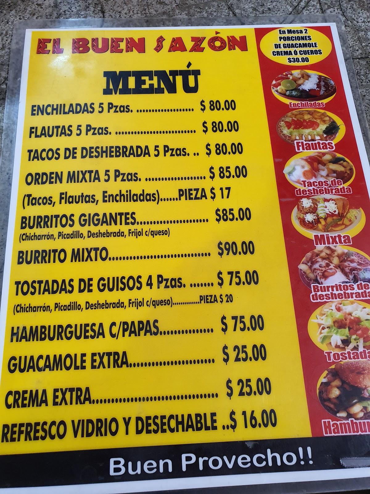 Menu at El Buen Sazon De Don Fede restaurant, Villas del Poniente