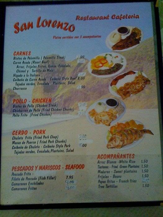 Menu at Restaurante San Lorenzo, Miami, 601 SW 12th Ave