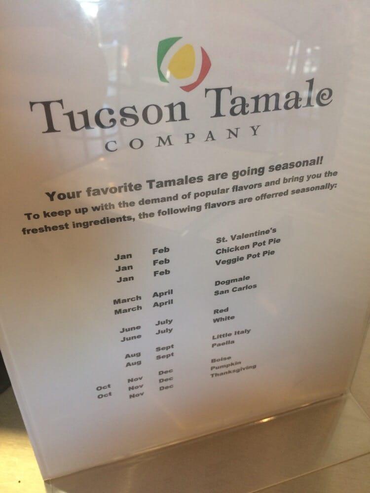 Menu at Tucson Tamale Company restaurant, Tucson, N Oracle Rd