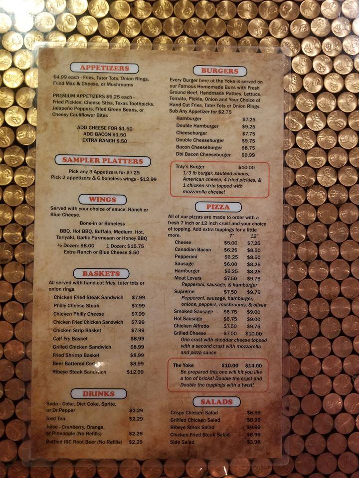 Menu at The Yoke Bar and Grill, Coffeyville