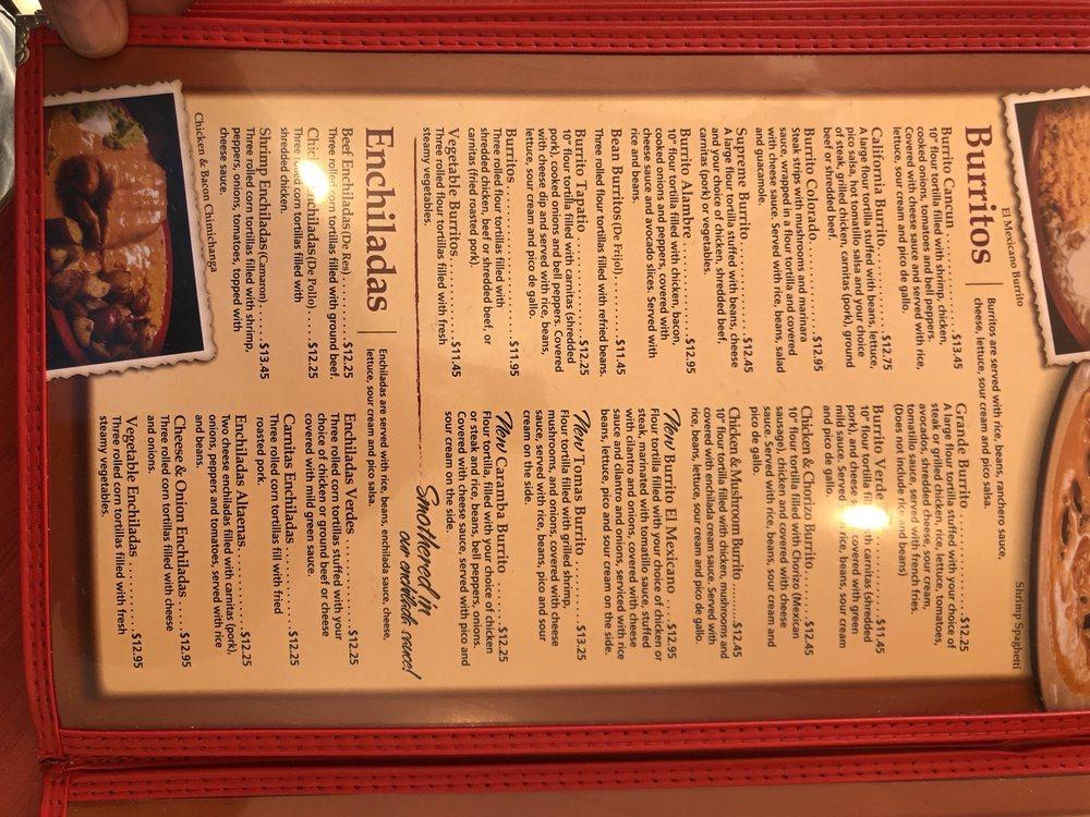 Menu at El Molino Mexican Restaurant, Waseca