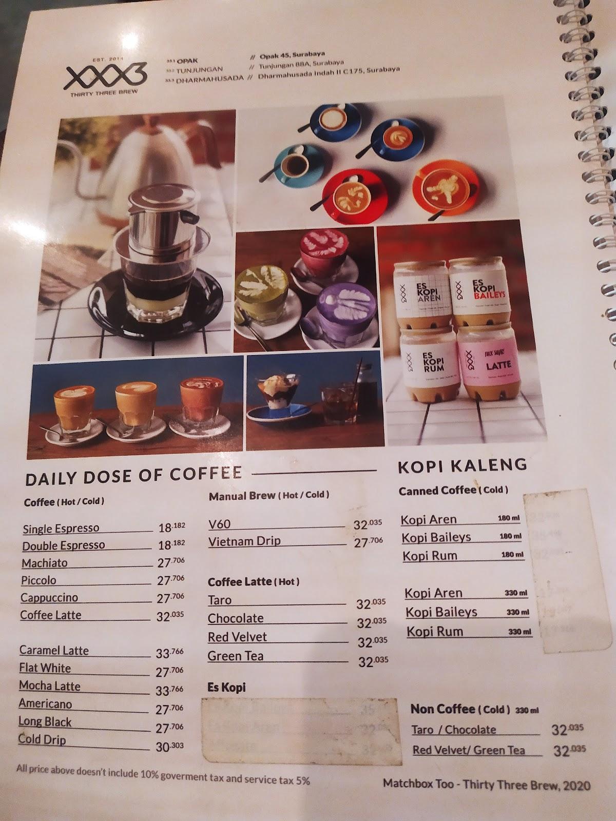Menu at Matchbox Too cafe, Surabaya, Jl. Opak No.45