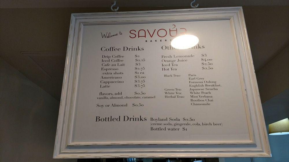 Menu at Savour Bakery, Mission Viejo