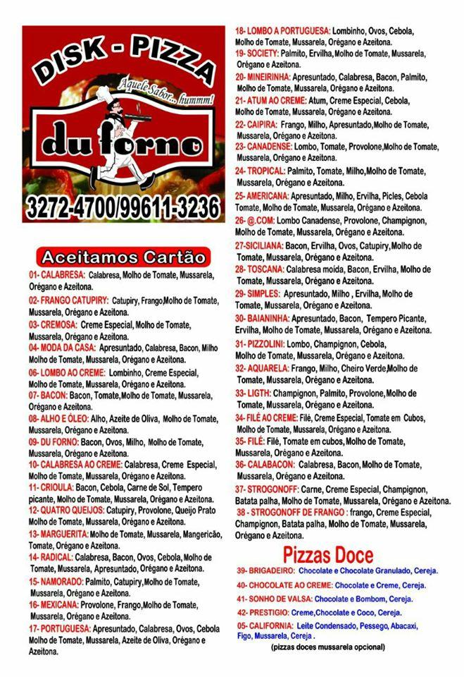 Disk Pizza Du Forno cardápio