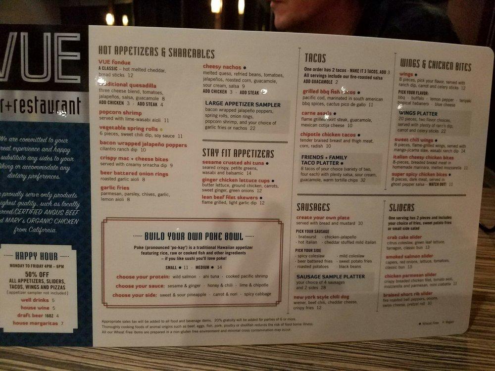 Menu at VUE Bar + Restaurant, Long Beach