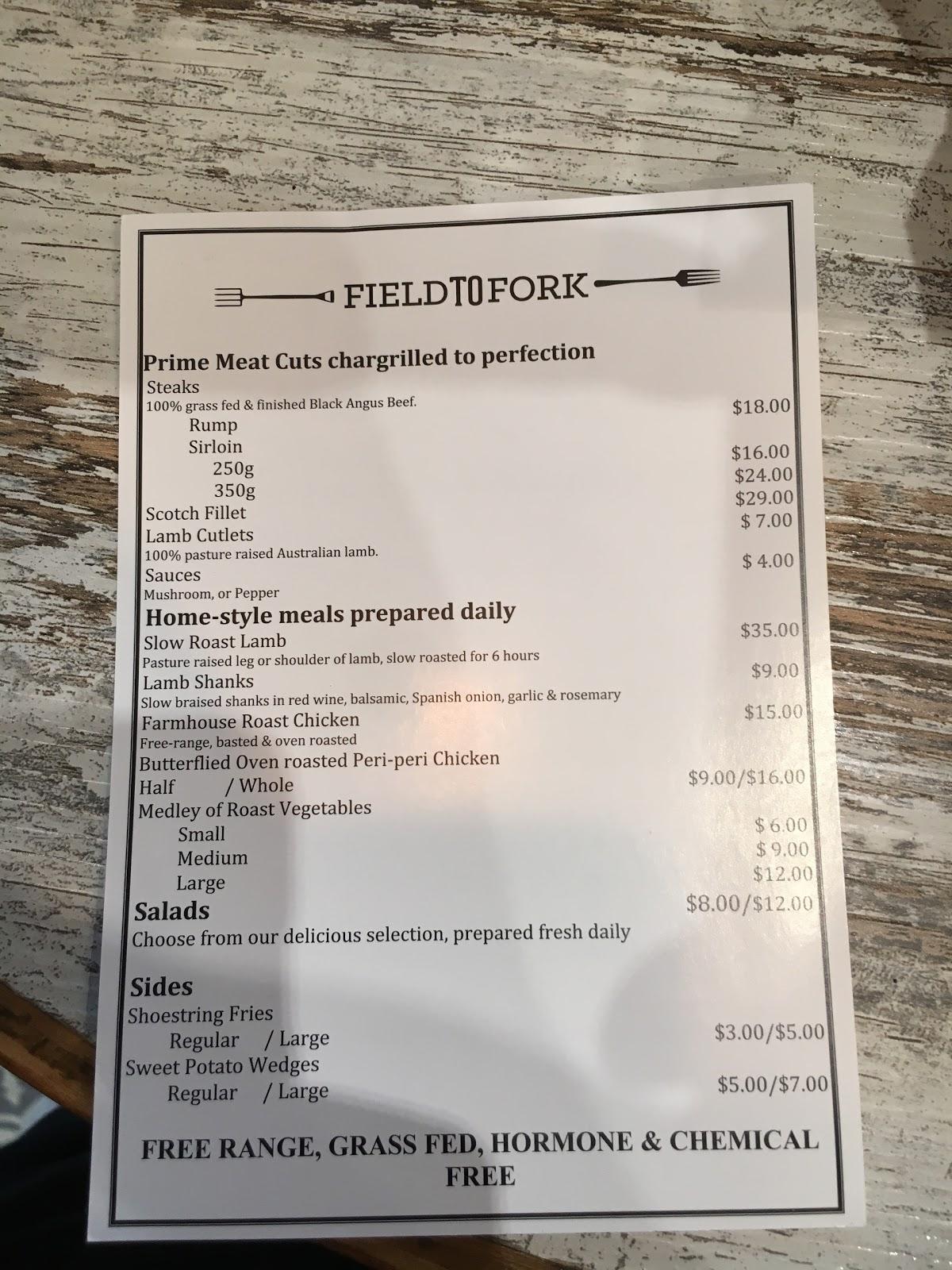 Menu at The Butcher's Grill restaurant, Vaucluse