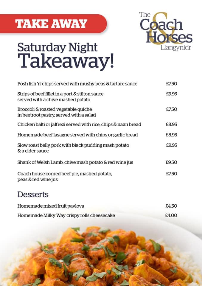 Menu at Coach And Horses pub & bar, Llangynidr