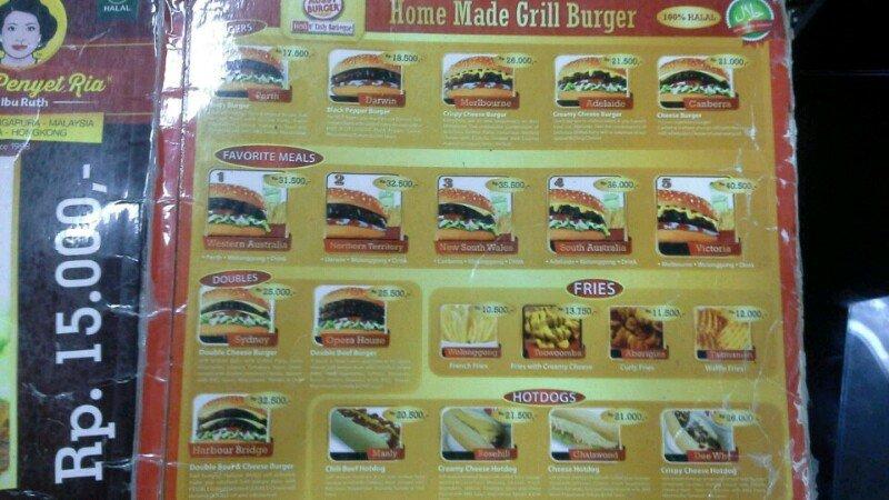 Menu at Ayam Penyet Ria restaurant, Makassar, no. 3