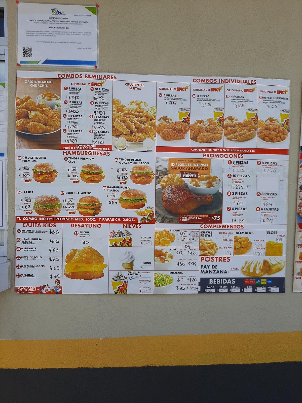 Menu at Church's Chicken restaurant, Nuevo Laredo, Nuevo Laredo 4053